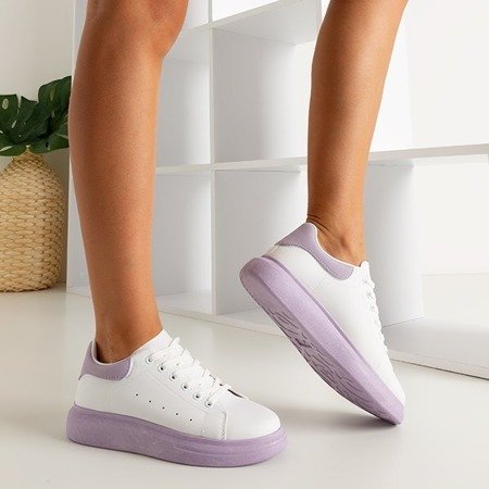 Białe damskie buty sportowe z fioletowymi wstawkami Gulio - Obuwie