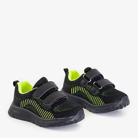 Czarne dziecięce sportowe buty z zielonymi wstawkami Nerida - Obuwie
