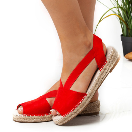 Czerwone sandały a'la espadryle na platformie Motilla - Obuwie 