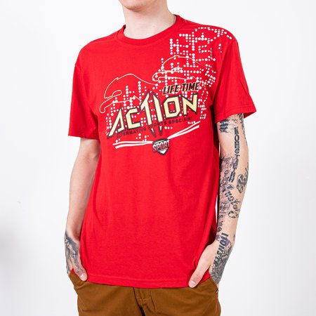 Czerwony męski t-shirt z bawełny - Odzież