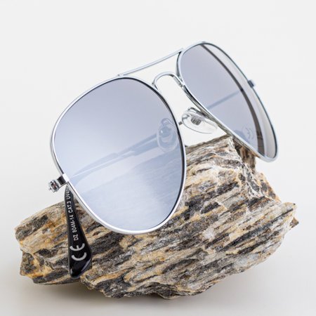 Damskie okulary przeciwsłoneczne w srebrnej oprawce - Okulary