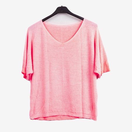 Neonowy różowy damski sweter - Odzież