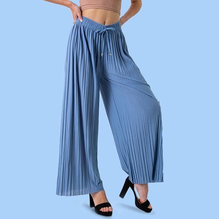 Niebieskie damskie plisowane spodnie - Odzież
