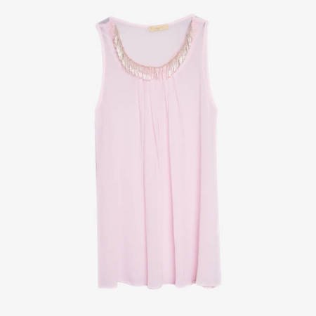 Różowa damska bluzka z ozdobami - Odzież