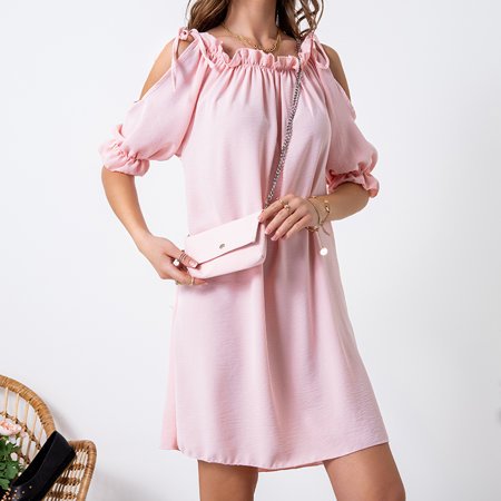 Różowa damska sukienka krótka - Odzież