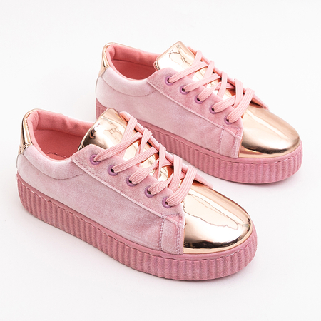 Różowe welurowe buty sportowe Briss- Obuwie