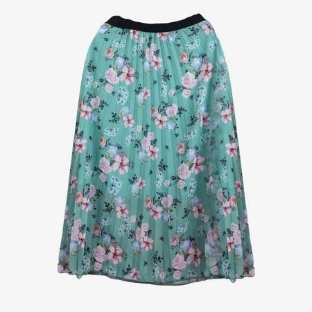 Zielona plisowana spódnica midi w kwiaty - Odzież