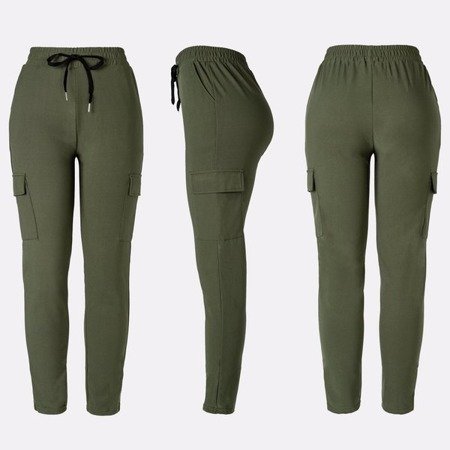 Zielone damskie spodnie materiałowe tregginsy - Spodnie