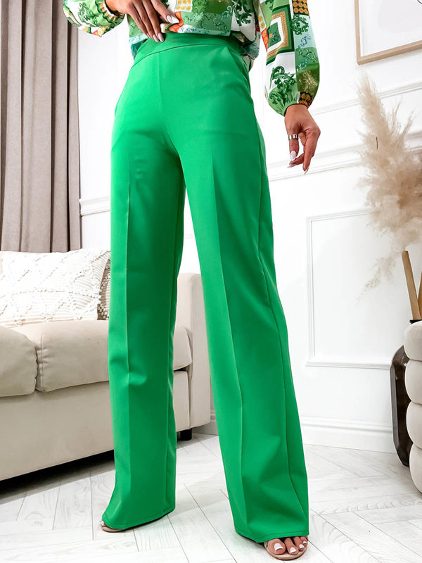 Zielone damskie szerokie spodnie - Odzież