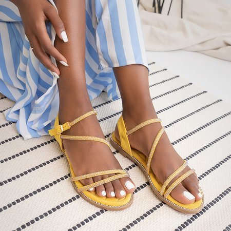 Żółte damskie sandały z cyrkoniami Swirelli - Obuwie