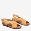 Beżowe damskie sandały na niskiej koturnie Jaliga - Obuwie