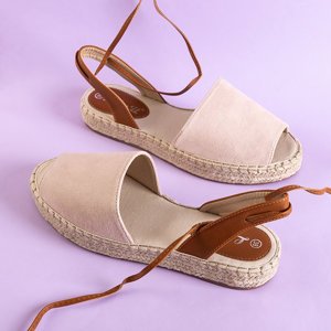 Beżowo - różowe damskie wiązane sandały Blisis - Obuwie