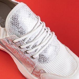Białe damskie buty sportowe na grubej podeszwie Roslyn - Obuwie