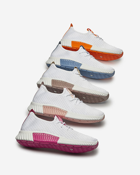 Białe damskie buty sportowe z różowymi wstawkami Kedeti - Obuwie