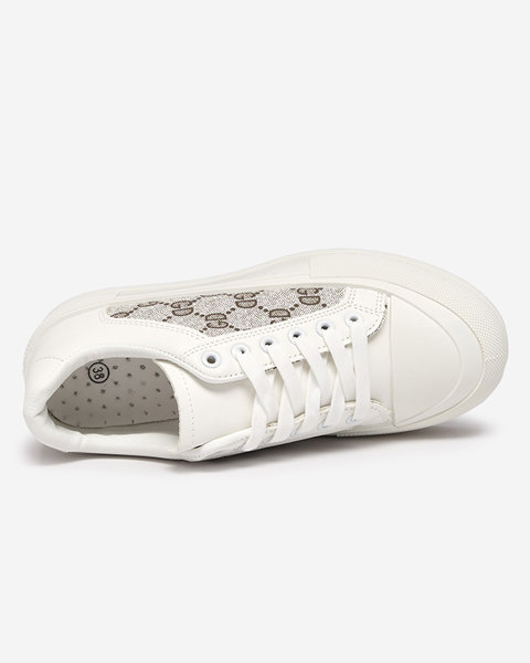 Białe damskie buty sportowe ze wzorzystymi wstawkami Jeride - Obuwie