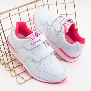 Białe sportowe buty dziecięce z różowymi elementami Sariah - Obuwie 
