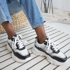 Biało-czarne damskie sportowe buty Wiluna - Obuwie