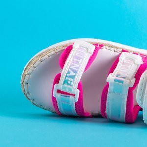 Biało-różowe damskie sandały na platformie Justyn - Obuwie 