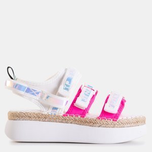 Biało-różowe damskie sandały na platformie Justyn - Obuwie 