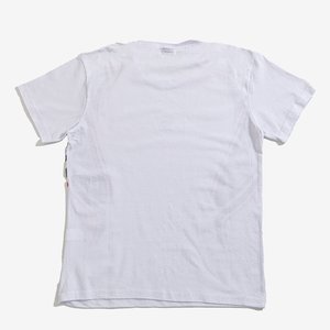 Biały męski bawełniany t-shirt z printem - Odzież