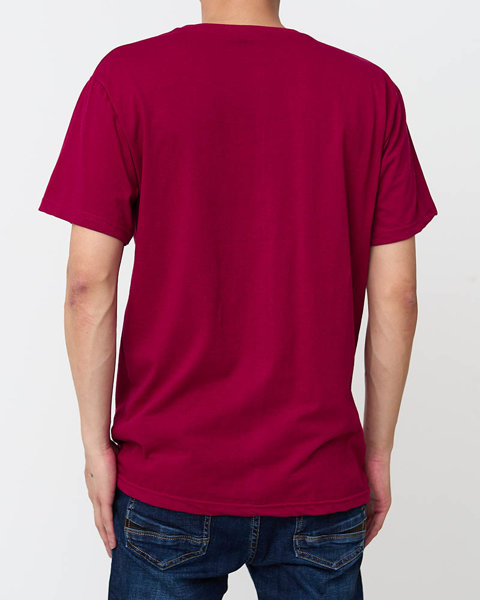 Bordowy męski t-shirt z nadrukiem- Odzież