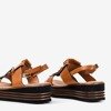 Brązowe damskie sandały na platformie Gumessa - Obuwie