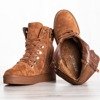 Brązowe sneakersy na krytym koturnie Paaterra - Obuwie