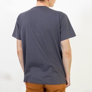 Ciemnoszara bawełniana koszulka męska z nadrukiem - Odzież