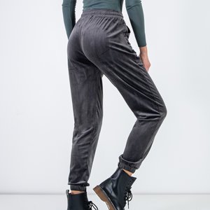 Ciemnoszare damskie spodnie dresowe - Odzież