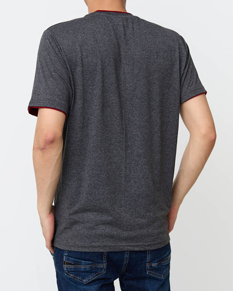 Ciemnoszary bawełniany męski t-shirt - Odzież
