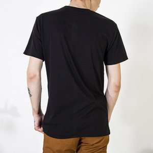 Czarna bawełniana koszulka męska z napisem - Odzież