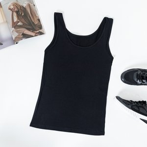 Czarna damska koszulka na szerokich ramiączkach - Odzież