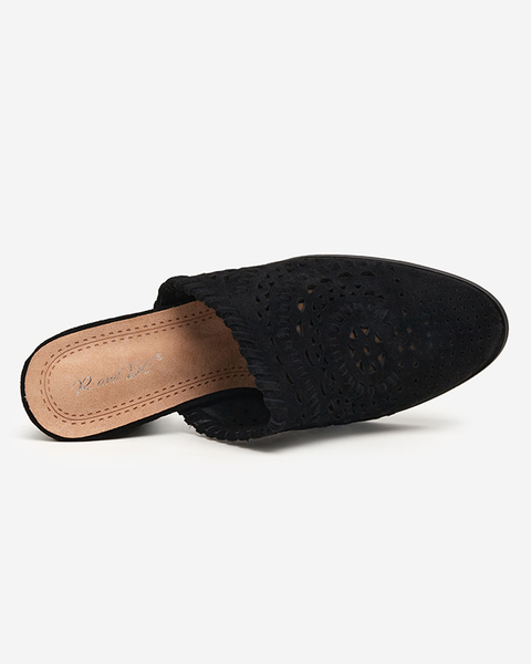 Czarne damskie buty bez pięty na obcasie Aqarion - Obuwie