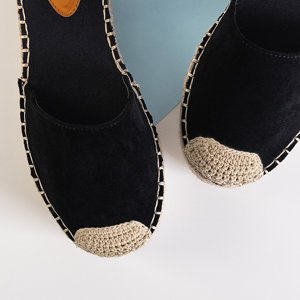 Czarne damskie sandały a'la espadryle na platformie Indira - Obuwie