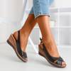 Czarne damskie sandały na koturnie Minisa - Obuwie