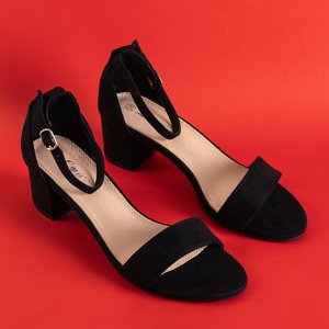 Czarne damskie sandały na niskim słupku Palema - Obuwie