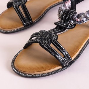 Czarne damskie sandały z cyrkoniami Eiluna - Obuwie