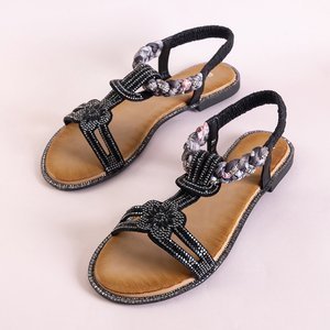Czarne damskie sandały z cyrkoniami Eiluna - Obuwie