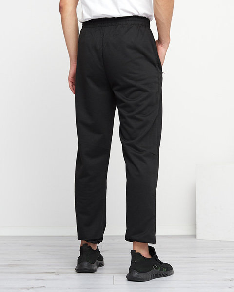 Czarne męskie proste spodnie dresowe - Odzież