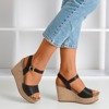 Czarne sandały damskie na koturnie Autonoe - Obuwie