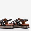 Czarne sandały damskie z dżetami Solerina - Obuwie