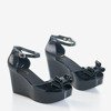 Czarne sandały na koturnie Aoxanea - Obuwie
