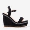 Czarne sandały na koturnie Demetera - Obuwie