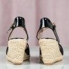 Czarne sandały na koturnie Mimino - Obuwie