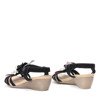 Czarne sandały na koturnie z ozdobnymi kwiatkami Dormina - Obuwie