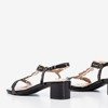 Czarne sandały na niskim słupku z cyrkoniami Doremia - Obuwie