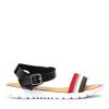 Czarne sandały na płaskiej podeszwie z kolorowymi paseczkami Nillonea - Obuwie 