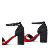 Czarne sandały na słupku z czerwonym wykończeniem Betine - Obuwie