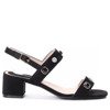 Czarne sandały na słupku z kamyczkami Olgess - Obuwie