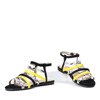 Czarne sandały z kolorowymi paseczkami Galina - Obuwie